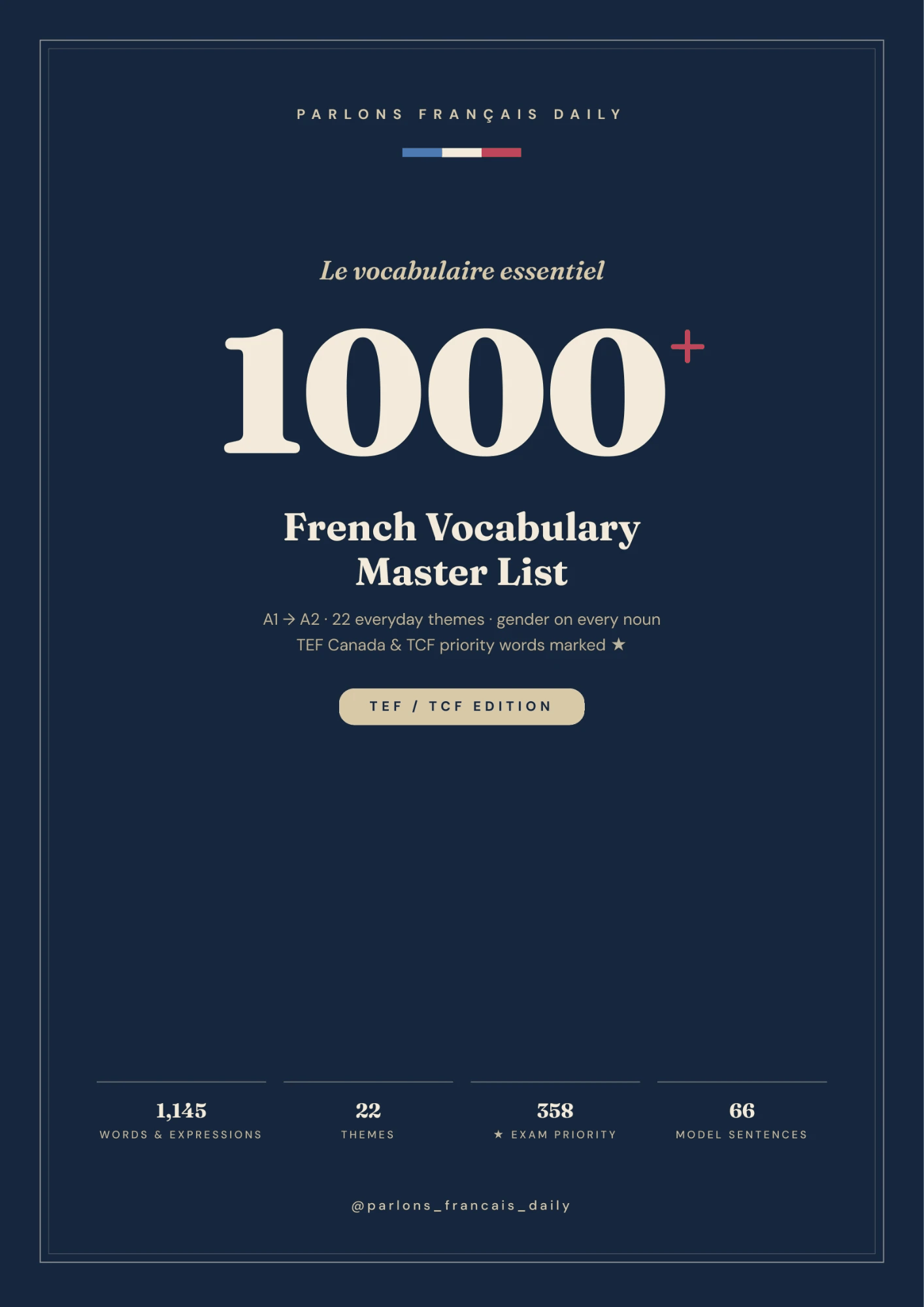 French Vocabulary Master List, TEF / TCF Edition cover
